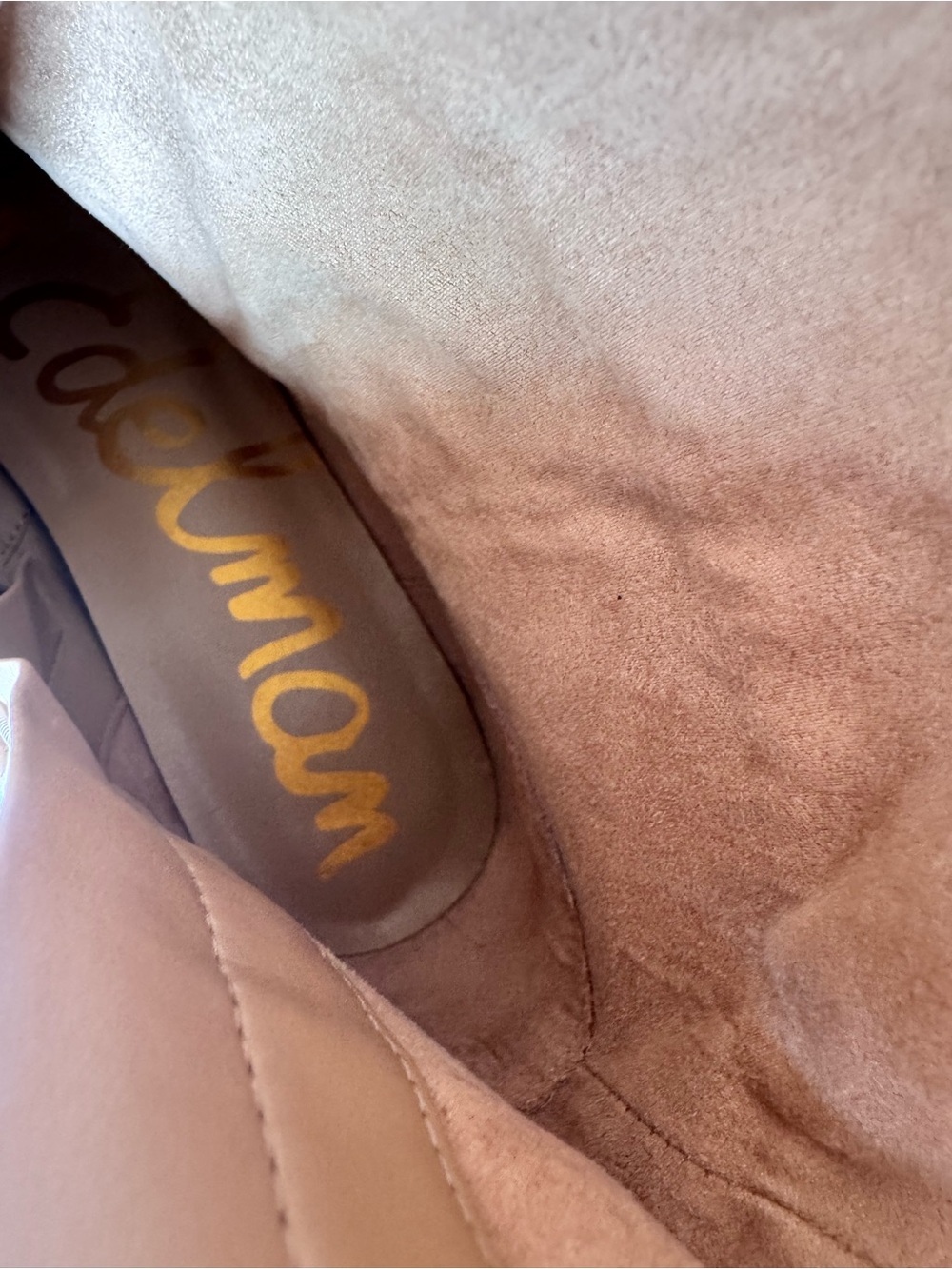 Sam Edelman Molly Suede Knee High Square Toe 2” Boot Light Golden Caramel Size 8 - Picture 12 of 13